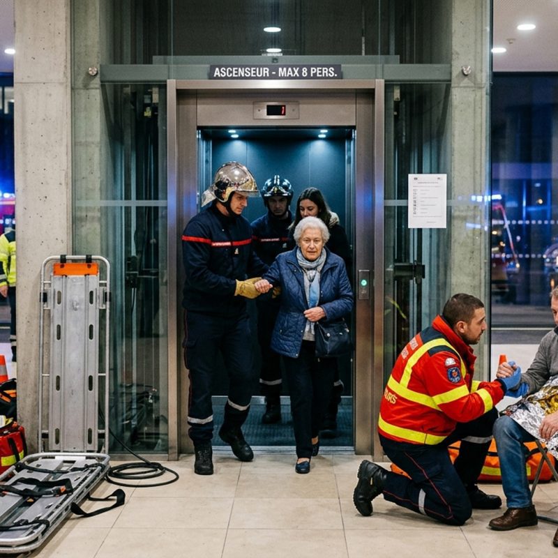 Extraction et mise en sécurité de personnes bloquées en ascenseur